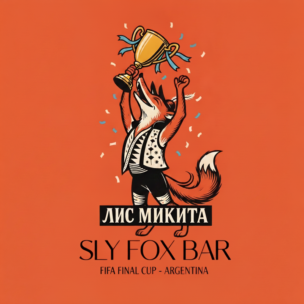 Fox hoisting a golden cup with sky-blue ribbons