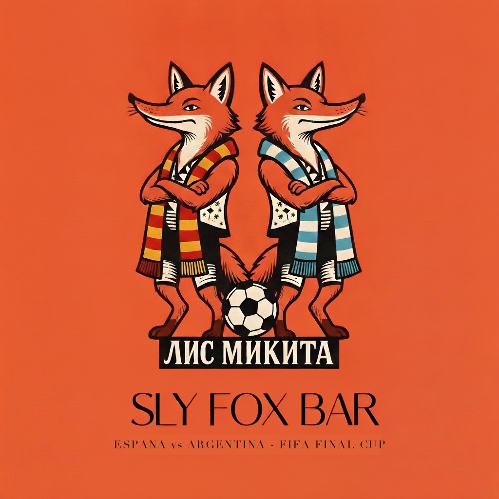 Two foxes back to back with team scarves